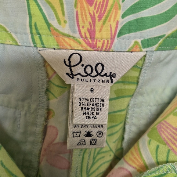 Vtg Lilly Pulitzer Tropical Floral Bermuda Shorts Sz 8 Beachy Summer Casual - Picture 5 of 9